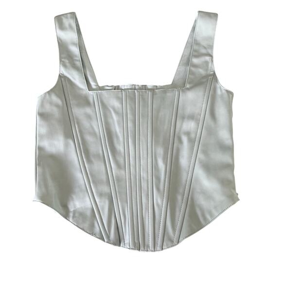 7 for all Mankind Light Blue Corset Top Faux Leather Size Small Lined Side Zip - Picture 1 of 8